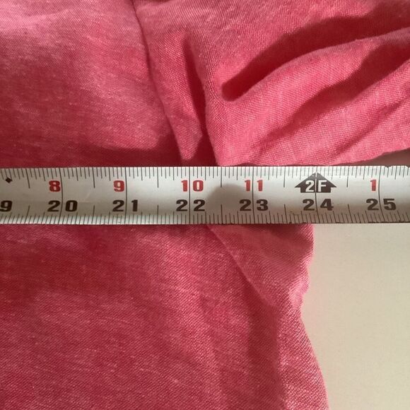 Lands End Linen Blend Top Tunic Sz 1X 3/4 Sleeve Pockets Notch Neck Red - Picture 9 of 11